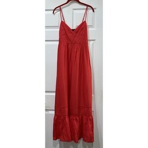Forever 21 Linen Blend Maxi Dress Size Small‎ Orange Sleeveless Prom Chic Glam